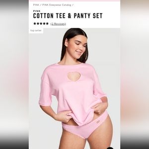 Victoria Secret-2PC PINK Cotton "Heart Tee & Panty Set" - XL